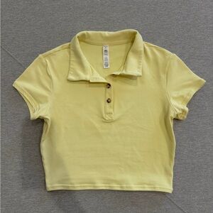 ALO Yellow Cropped Polo Top